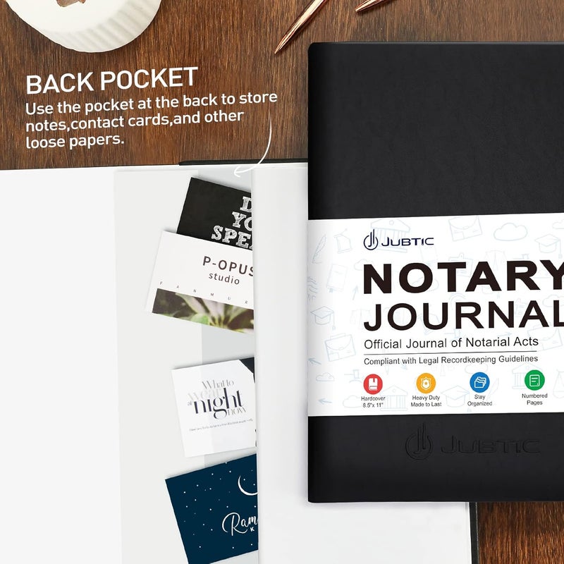 JUBTIC Notary Journal Log Book - A4 Hardcover Notary Public Journal of Notarial Acts - Big Notary Supplies with Privacy Guard - 474 Record Entries, 160 Numbered Pages, 8.5"x11" (Black) - Image 5
